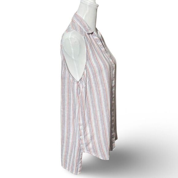 BEACHLUNCHLOUNGE Lightweight, Striped, Sleeveless, Button Down Top, Size S - Picture 5 of 8